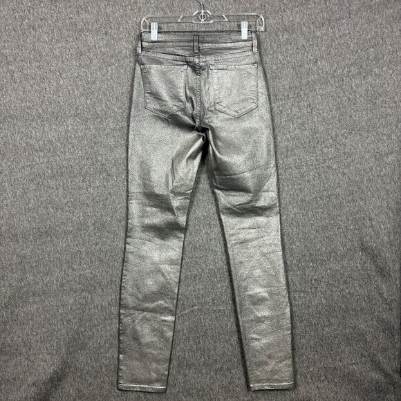 NYDJ Alina Legging Jeans Metallic Silver Size 2 Long Skinny Denim Womens Pants - Picture 5 of 13